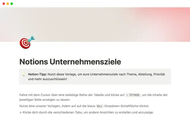 Notions Unternehmensziele