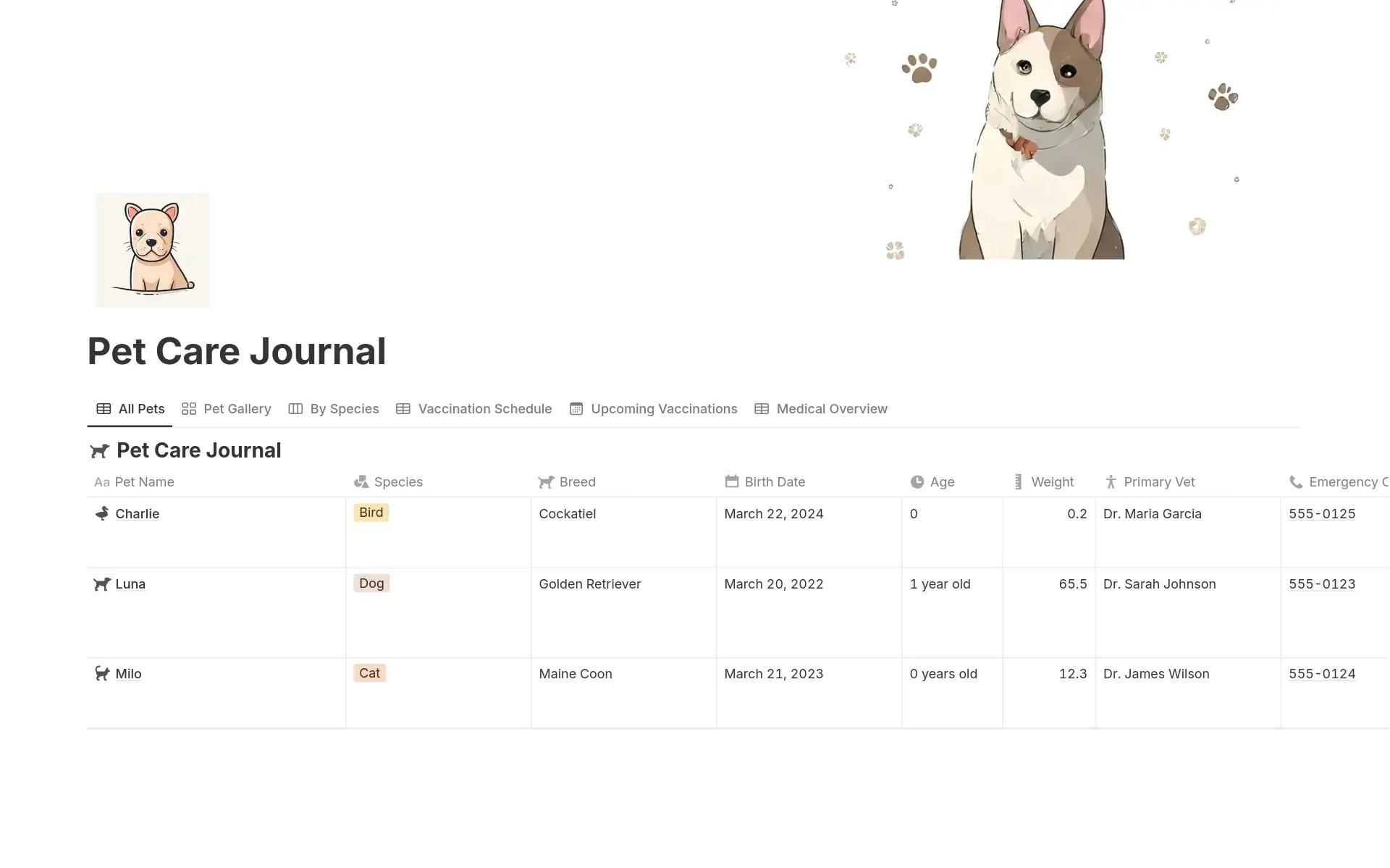 Screenshot of Pets are people too collection by Notion